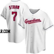 Myles Straw Youth Cleveland Guardians White Replica Home Jersey