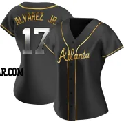 Nacho Alvarez Jr. Women's Atlanta Braves Black Golden Replica Alternate Jersey