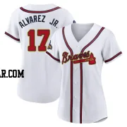 Nacho Alvarez Jr. Women's Atlanta Braves Gold Authentic White 2022 Program Jersey