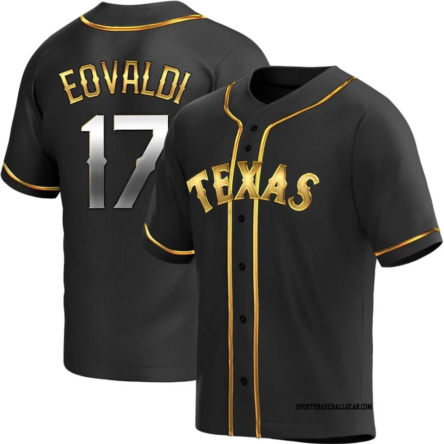 Nathan Eovaldi Youth Texas Rangers Black Golden Replica Alternate Jersey