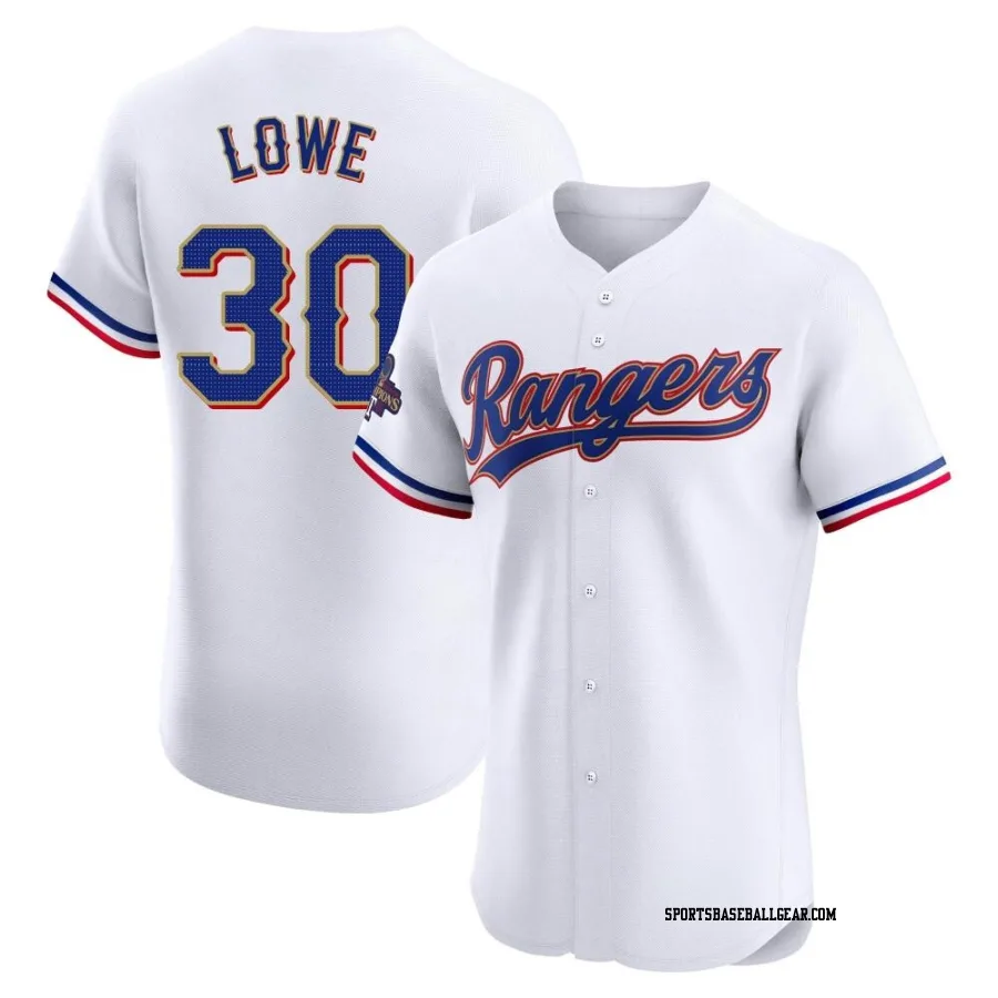 Nathaniel Lowe Men's Texas Rangers Gold Elite White 2024 Collection Jersey