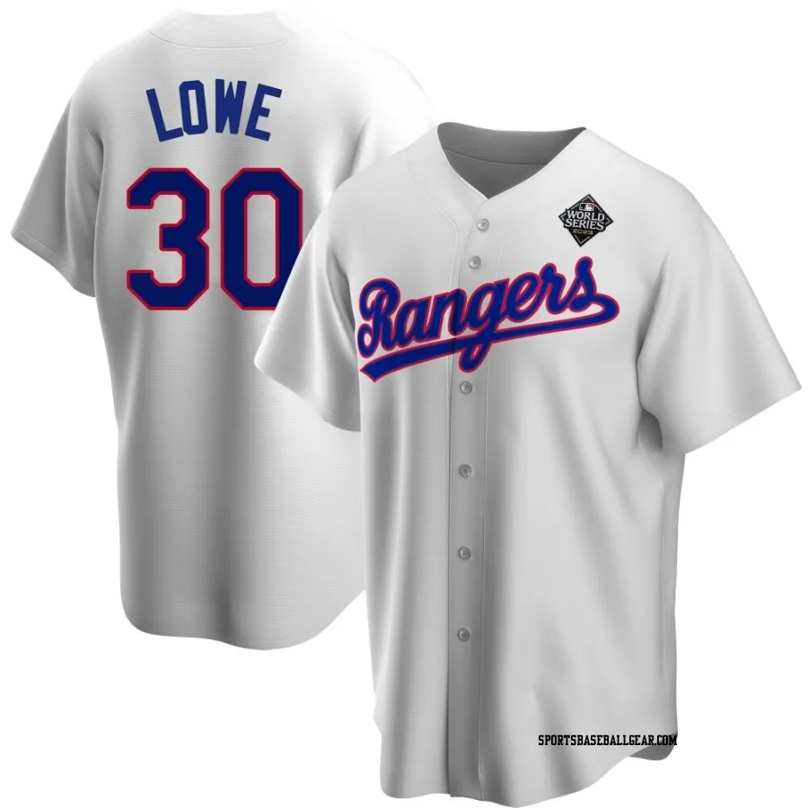 Nathaniel Lowe Men's Texas Rangers White Replica Home Cooperstown Collection 2023 World Series Jersey