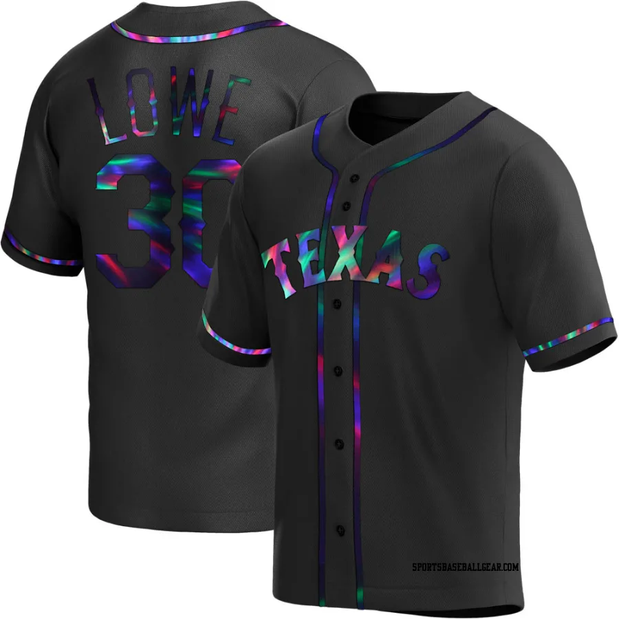 Nathaniel Lowe Youth Texas Rangers Black Holographic Replica Alternate Jersey