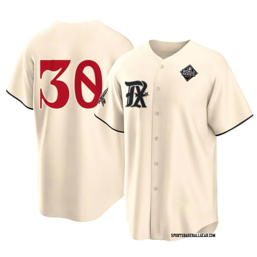 Nathaniel Lowe Youth Texas Rangers Cream Replica 2023 City Connect 2023 World Series Jersey