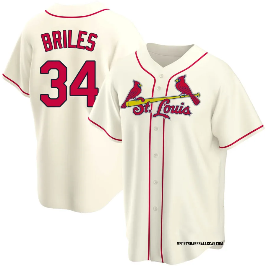 Nelson Briles Men's St. Louis Cardinals Cream Replica Alternate Jersey