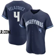 Nelson Velazquez Men's Chicago Cubs Navy Authentic 2021 City Connect Jersey