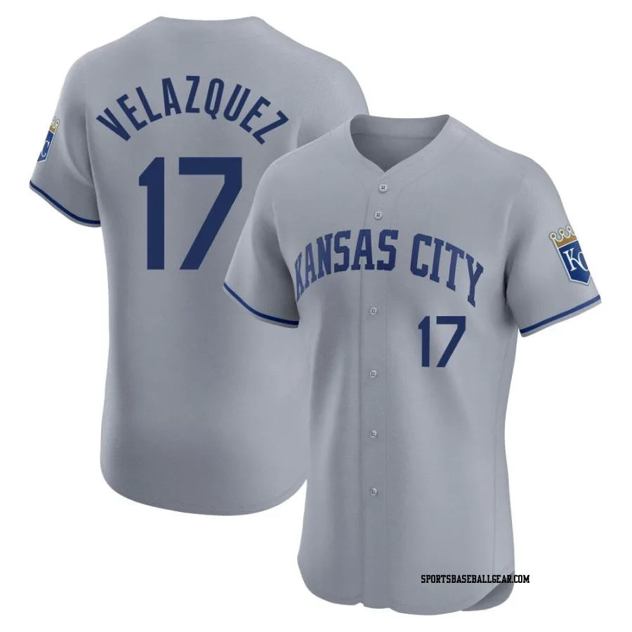 Nelson Velazquez Men's Kansas City Royals Gray Elite Road Jersey