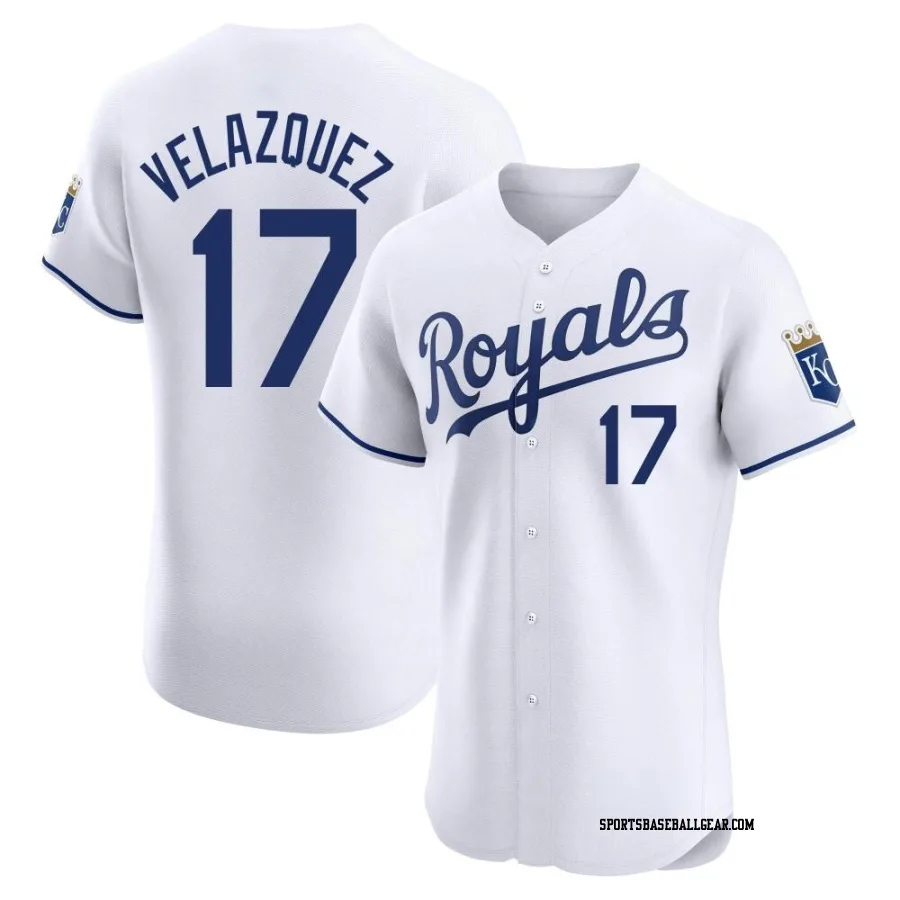 Nelson Velazquez Men's Kansas City Royals White Elite Home Jersey