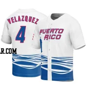 Nelson Velazquez Youth Puerto Rico Baseball White Replica 2023 World Baseball Classic Jersey