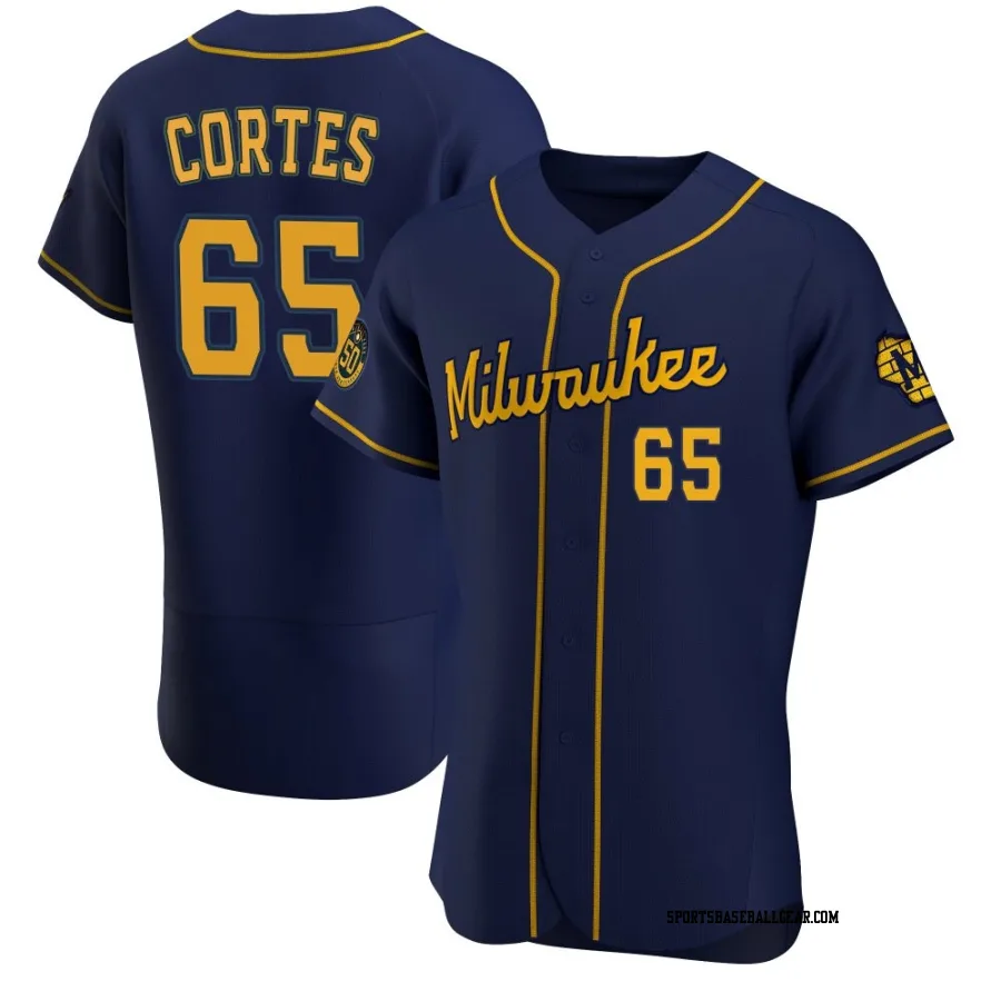 Nestor Cortes Men's Milwaukee Brewers Navy Authentic Alternate Jersey