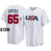 Nestor Cortes Youth New York Yankees White Replica USA Baseball 2023 World Baseball Classic Jersey