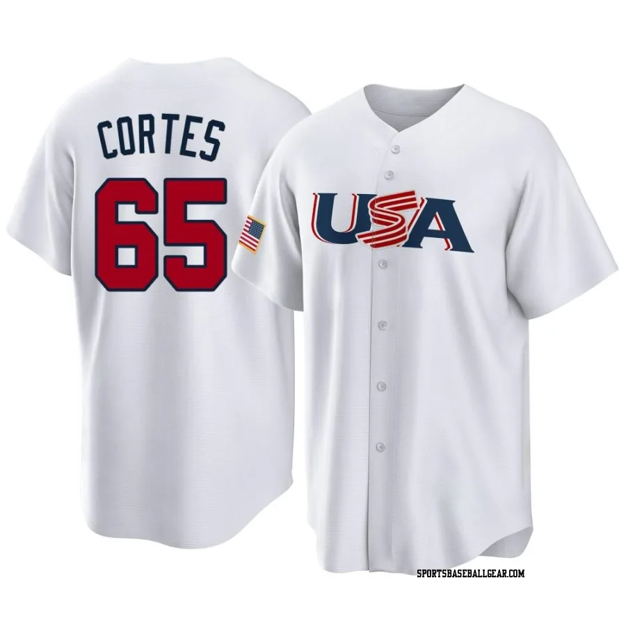 Nestor Cortes Youth New York Yankees White Replica USA Baseball 2023 World Baseball Classic Jersey