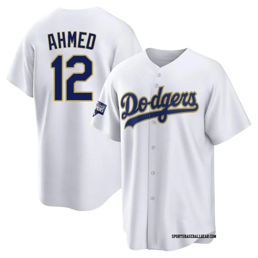 Nick Ahmed Men's Los Angeles Dodgers White/Gold Replica 2021 Gold Program Player Jersey