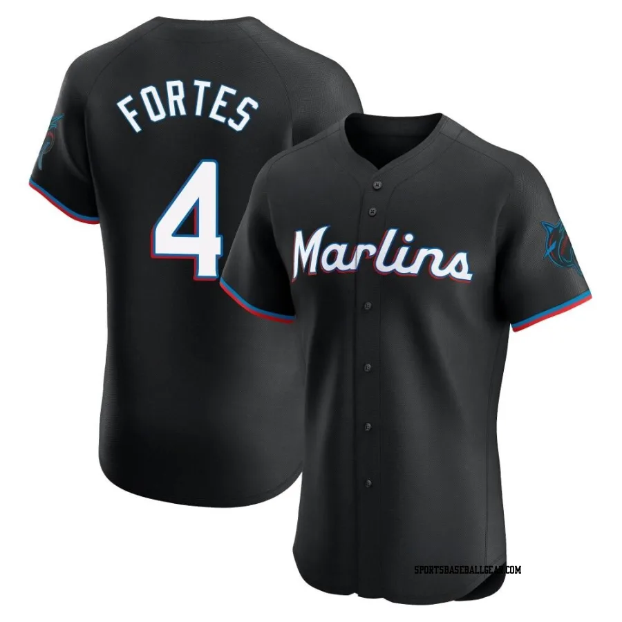 Nick Fortes Men's Miami Marlins Black Elite Alternate Vapor Premier Jersey