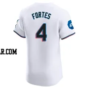 Nick Fortes Men's Miami Marlins White Elite Home Patch Jersey