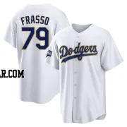 Nick Frasso Men's Los Angeles Dodgers White/Gold Replica 2021 Gold Program Player Jersey