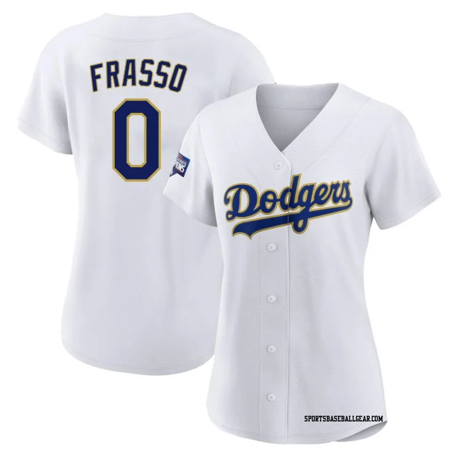 Nick Frasso Women's Los Angeles Dodgers White/Gold Authentic 2021 Gold Program Player Jersey