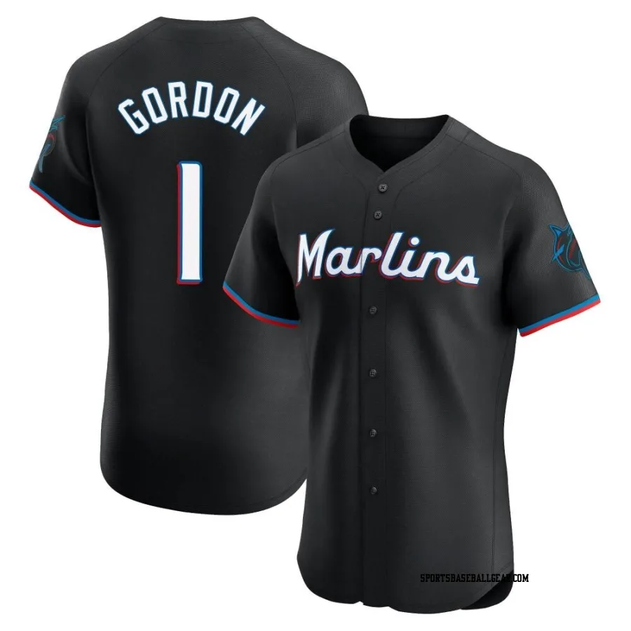 Nick Gordon Men's Miami Marlins Black Elite Alternate Vapor Premier Jersey