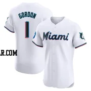 Nick Gordon Men's Miami Marlins White Elite Home Patch Jersey