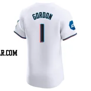 Nick Gordon Men's Miami Marlins White Elite Home Patch Jersey