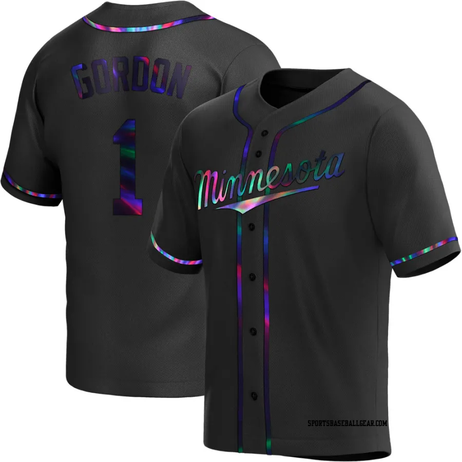 Nick Gordon Men's Minnesota Twins Black Holographic Replica Alternate Jersey