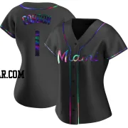 Nick Gordon Women's Miami Marlins Black Holographic Replica Alternate Jersey