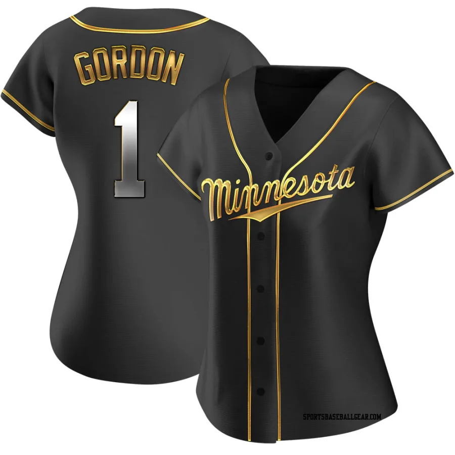 Nick Gordon Women's Minnesota Twins Black Golden Replica Alternate Jersey