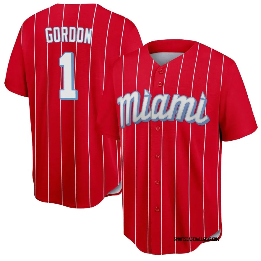 Nick Gordon Youth Miami Marlins Red Replica 2021 City Connect Jersey