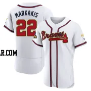 Nick Markakis Men's Atlanta Braves Gold Authentic White 2022 Program Jersey