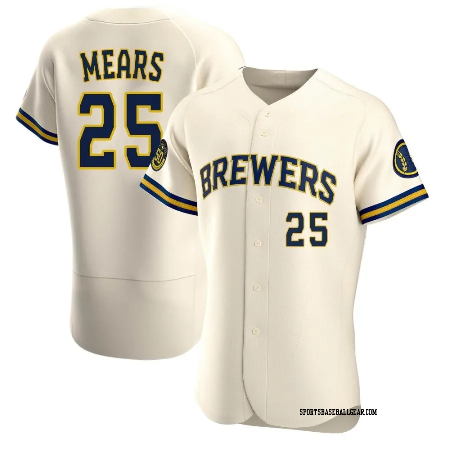 Nick Mears Men's Milwaukee Brewers Cream Authentic Home Jersey