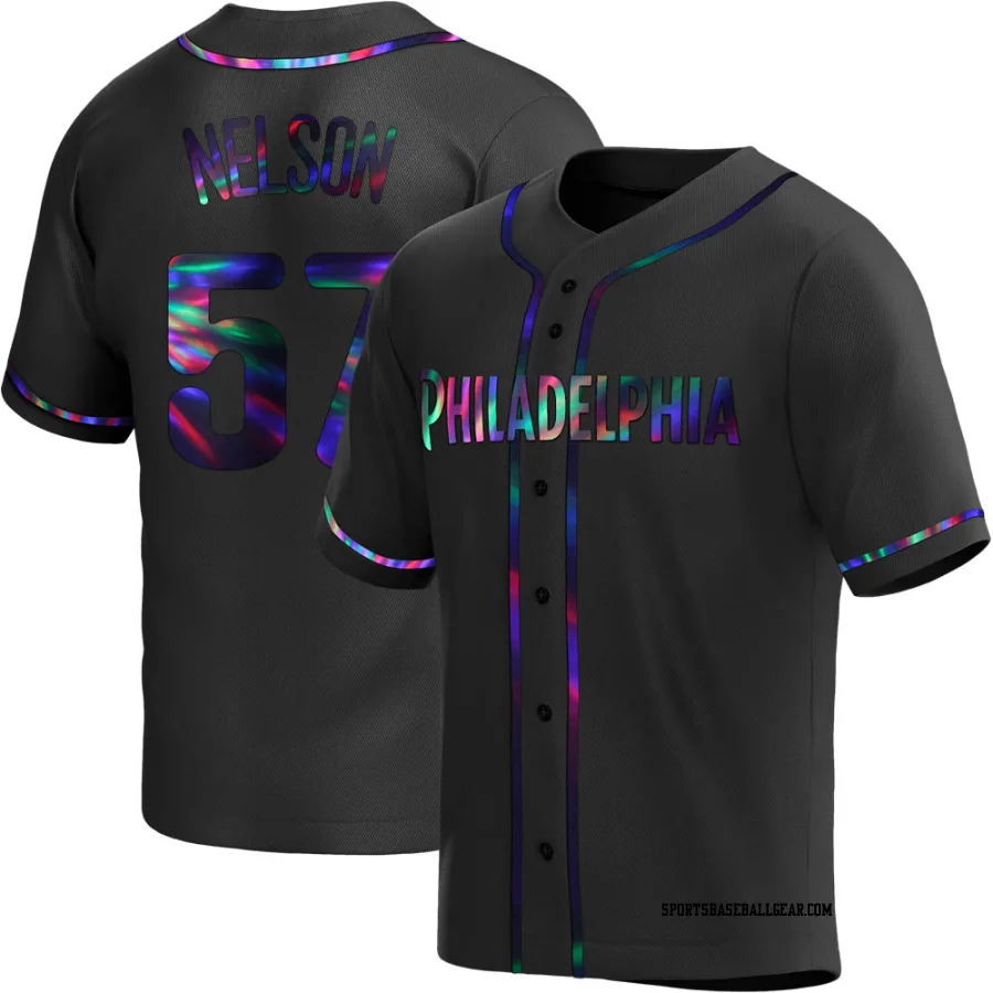 Nick Nelson Youth Philadelphia Phillies Black Holographic Replica Alternate Jersey