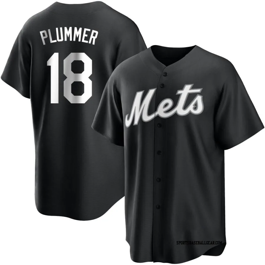 Nick Plummer Men's New York Mets Black/White Replica Jersey