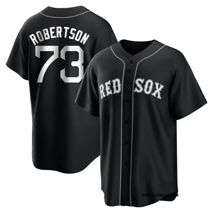 Nick Robertson Men's Boston Red Sox Black/White Replica Jersey