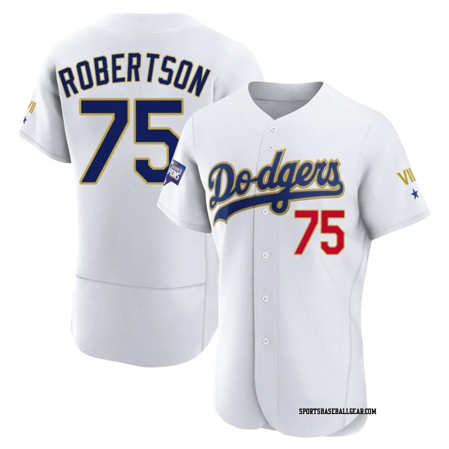 Nick Robertson Men's Los Angeles Dodgers White/Gold Authentic 2021 Gold Program Player Jersey