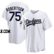 Nick Robertson Men's Los Angeles Dodgers White/Gold Replica 2021 Gold Program Player Jersey