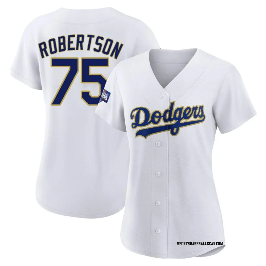 Nick Robertson Women's Los Angeles Dodgers White/Gold Authentic 2021 Gold Program Player Jersey