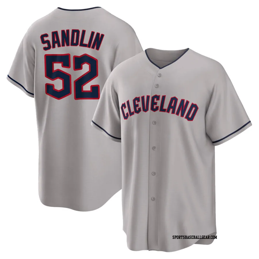 Nick Sandlin Men's Cleveland Guardians Gray Replica Road Jersey