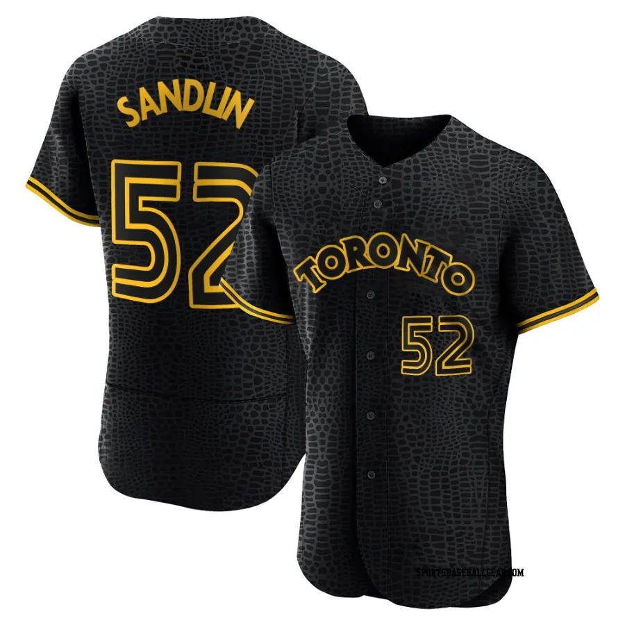 Nick Sandlin Men's Toronto Blue Jays Black Authentic Snake Skin City Jersey