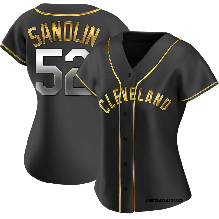 Nick Sandlin Women's Cleveland Guardians Black Golden Replica Alternate Jersey