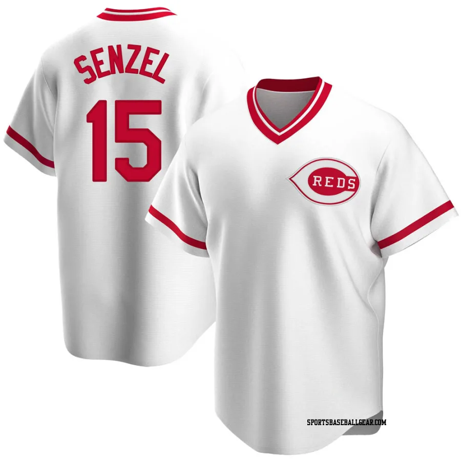 Nick Senzel Youth Cincinnati Reds White Replica Home Cooperstown Collection Jersey