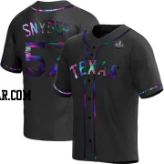 Nick Snyder Men's Texas Rangers Black Holographic Replica Alternate 2023 World Series Jersey