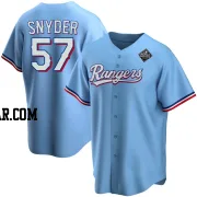 Nick Snyder Youth Texas Rangers Light Blue Replica Alternate 2023 World Series Jersey