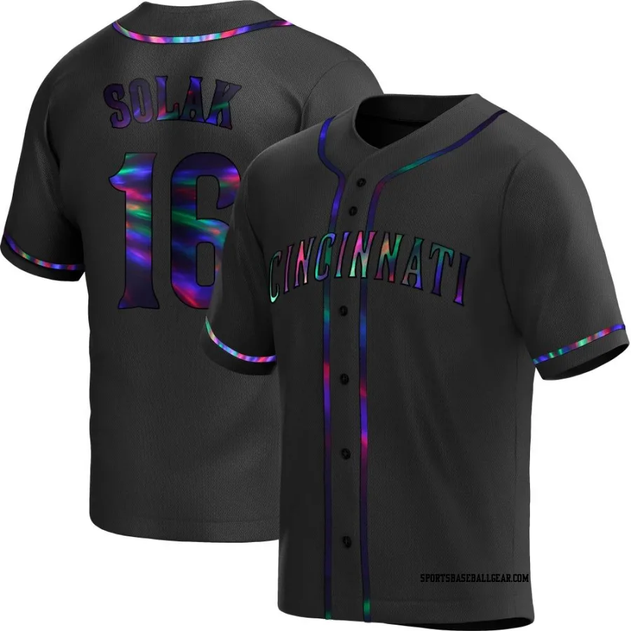 Nick Solak Men's Cincinnati Reds Black Holographic Replica Alternate Jersey