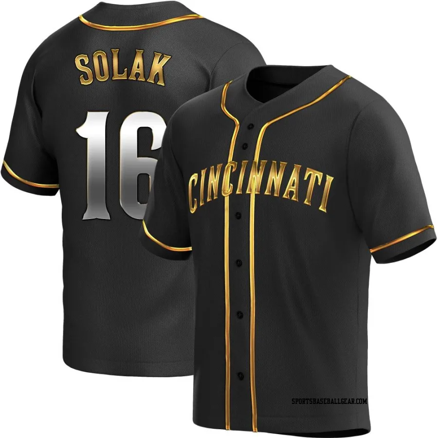 Nick Solak Youth Cincinnati Reds Black Golden Replica Alternate Jersey