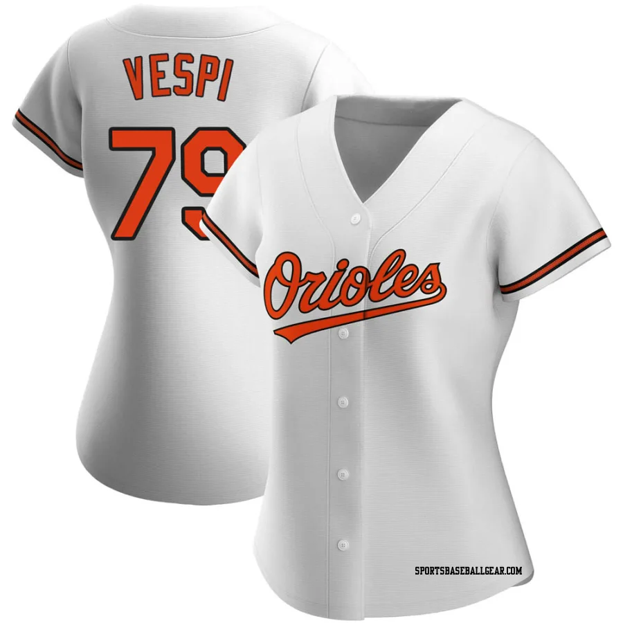 Nick Vespi Women's Baltimore Orioles White Replica Home Jersey