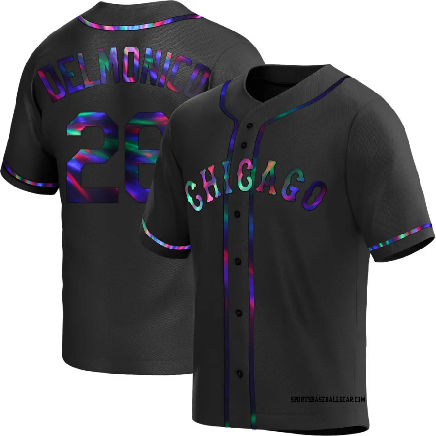 Nicky Delmonico Men's Chicago White Sox Black Holographic Replica Alternate Jersey