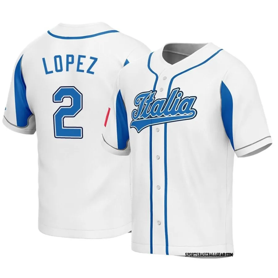 Nicky Lopez Men's Italy Baseball White Replica 2023 World Baseball Classic Jersey