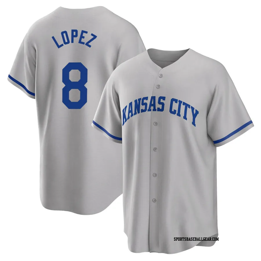 Nicky Lopez Youth Kansas City Royals Gray Replica 2022 Road Jersey