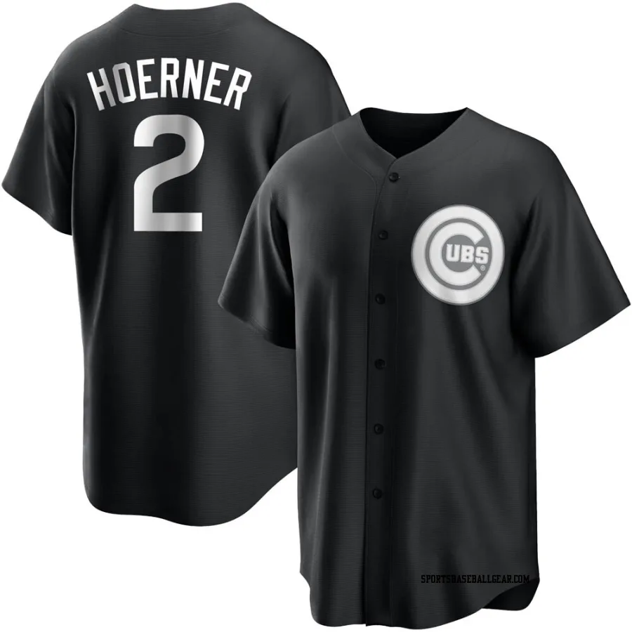 Nico Hoerner Youth Chicago Cubs Black/White Replica Jersey