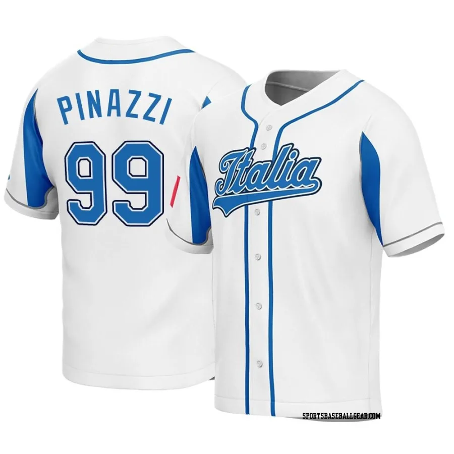 Nicolo Pinazzi Men's Italy Baseball White Replica 2023 World Baseball Classic Jersey